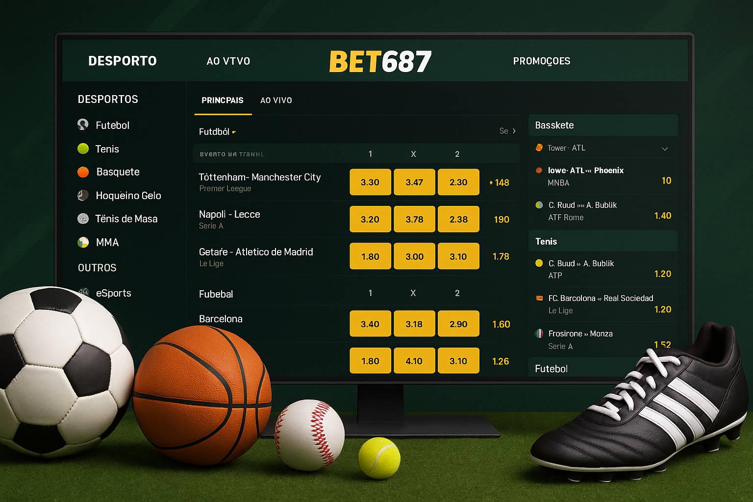 Aposte em apostas esportivas no cassino online BET687